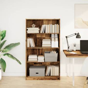 Stylish Bookcase in Old Wood - 80x24x143 cm | HipoMarket