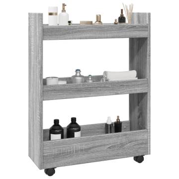 Narrow Storage Trolley 3 Tier Grey Sonoma - Practical & Stylish