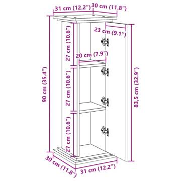 Display Stand with Storage - Brown Oak, Engineered Wood 31x30x90 cm