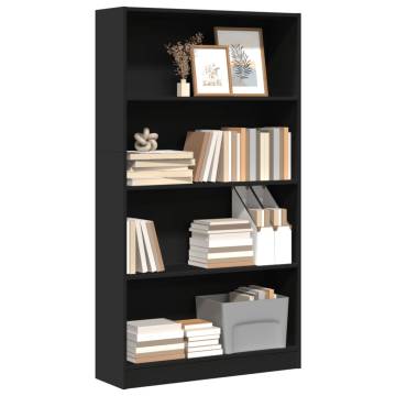 Bookcase Black 80x24x143 cm - Stylish Engineered Wood Storage