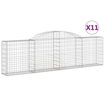 Arched Gabion Baskets Set - 11 pcs Galvanised Iron | HipoMarket