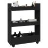 Narrow Storage Trolley 3 Tier - Black Engineered Wood