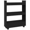 Narrow Storage Trolley 3 Tier - Black Engineered Wood