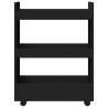 Narrow Storage Trolley 3 Tier - Black Engineered Wood