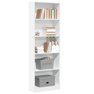 White Bookcase 60x24x176 cm - Engineered Wood Storage