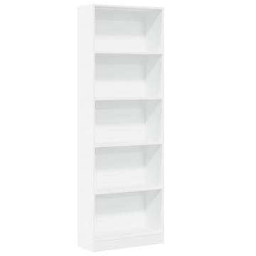 White Bookcase 60x24x176 cm - Engineered Wood Storage