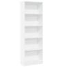 White Bookcase 60x24x176 cm - Engineered Wood Storage