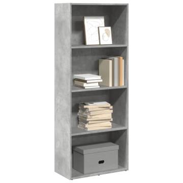 Stylish Concrete Grey Bookcase - 60x30x152 cm