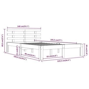 Solid Wood Bed Frame 140x190 cm - Modern & Stylish | Hipomarket