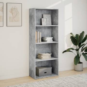 Stylish Concrete Grey Bookcase - 60x30x152 cm