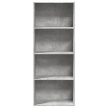 Stylish Concrete Grey Bookcase - 60x30x152 cm