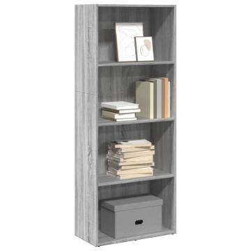 Grey Sonoma Bookcase - Engineered Wood 60x30x152 cm