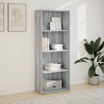 Grey Sonoma Bookcase - Engineered Wood 60x30x152 cm