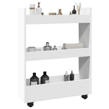 Narrow Storage Trolley - 3 Tier White Engineered Wood