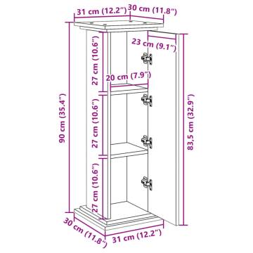 Display Stand with Storage - Old Wood, Engineered Wood - HipoMarket