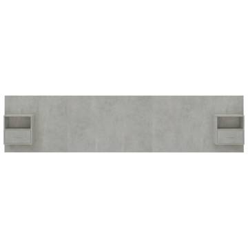 Stylish Concrete Grey Bed Headboard with Cabinets | Hipomarket