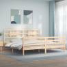 Bed Frame with Headboard 200x200 cm Solid Wood Colour natural Size 200 x 200 cm 