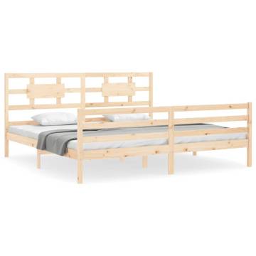 Solid Wood Bed Frame with Headboard 200x200 cm - Hipo Market