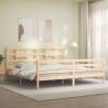 Solid Wood Bed Frame with Headboard 200x200 cm - Hipo Market