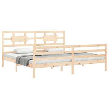 Solid Wood Bed Frame with Headboard 200x200 cm - Hipo Market