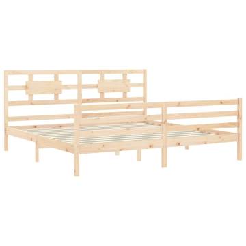 Solid Wood Bed Frame with Headboard 200x200 cm - Hipo Market