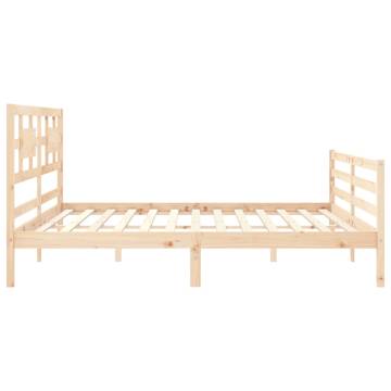 Solid Wood Bed Frame with Headboard 200x200 cm - Hipo Market