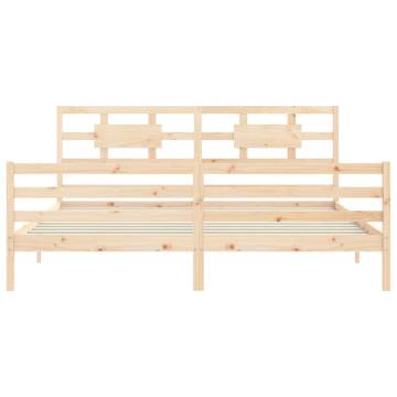 Solid Wood Bed Frame with Headboard 200x200 cm - Hipo Market