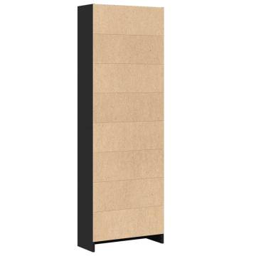 Stylish Black Bookcase 60x24x176 cm - Durable Engineered Wood