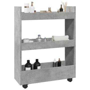 Narrow Storage Trolley 3 Tier - Concrete Grey | Hipomarket