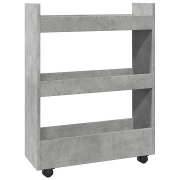 Narrow Storage Trolley 3 Tier - Concrete Grey | Hipomarket