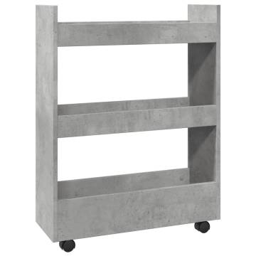 Narrow Storage Trolley 3 Tier - Concrete Grey | Hipomarket