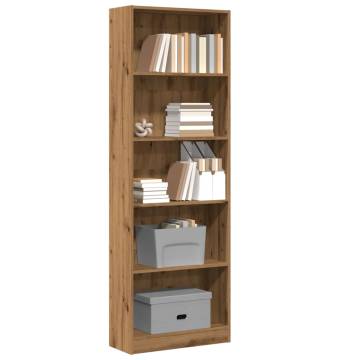 Stylish Artisian Oak Bookcase - 60x24x176 cm Engineered Wood