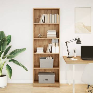 Stylish Artisian Oak Bookcase - 60x24x176 cm Engineered Wood