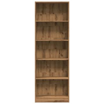 Stylish Artisian Oak Bookcase - 60x24x176 cm Engineered Wood