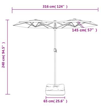 Double-Head Parasol Taupe 316x240 cm - Elegant Sun Protection