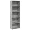 Concrete Grey Bookcase - 60x30x189 cm Engineered Wood Storage