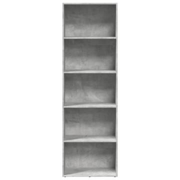 Concrete Grey Bookcase - 60x30x189 cm Engineered Wood Storage