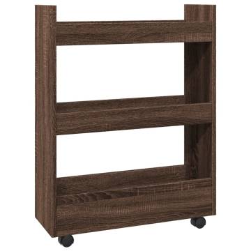 Narrow Storage Trolley 3 Tier Brown Oak - Stylish & Practical