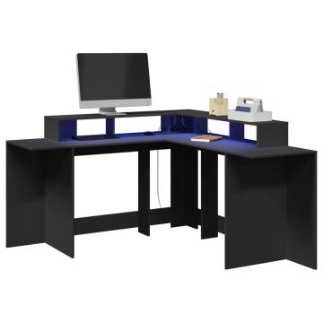 Black Desk with LED Lights - Stylish & Functional 152x152 cm