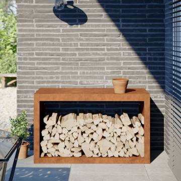 Firewood Rack 100x40x60 cm | Durable Corten Steel Storage