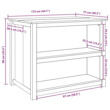 Panama Kitchen Cabinet - Solid Pine Wood 112x77x90 cm