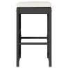 Garden Bar Stools with Cushions - 4 pcs Black Poly Rattan