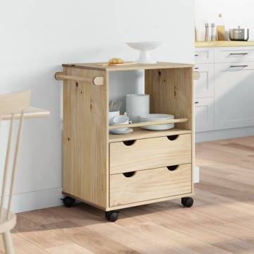 OTTA Kitchen Trolley - Solid Wood Pine | 71x45x80 cm