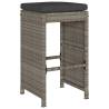 Garden Bar Stools Set - 6pcs Grey Poly Rattan with Cushions