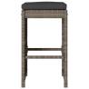 Garden Bar Stools Set - 6pcs Grey Poly Rattan with Cushions