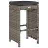 Garden Bar Stools Set - 6pcs Grey Poly Rattan with Cushions