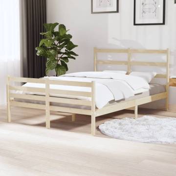 Solid Wood Pine Bed Frame 120x190 cm Small Double | HiPo Market