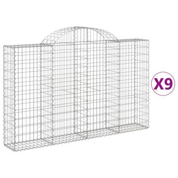 Arched Gabion Baskets - 9 pcs Galvanised Iron 200x30x120/140 cm