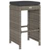 Comfortable Grey Poly Rattan Garden Bar Stools with Cushions