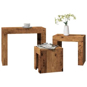 Nesting Coffee Tables Set of 3 - Old Wood Finish | HipoMarket